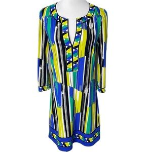 BCBGMAXAZRIA 3/4 Sleeve Geometric Print Casual Shift Dress